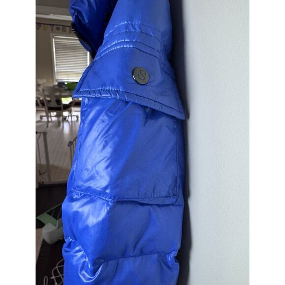 S13 By Sam Kids Glossy Blue Hooded Goose Down Puffer Jacket Sz 12 - Picture 12 of 16